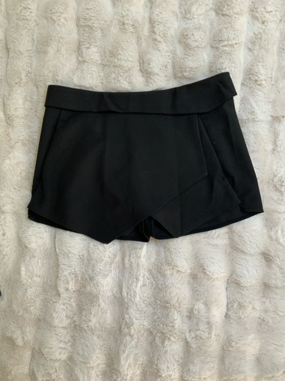Zara Black Wrap-Front Skort Shorts